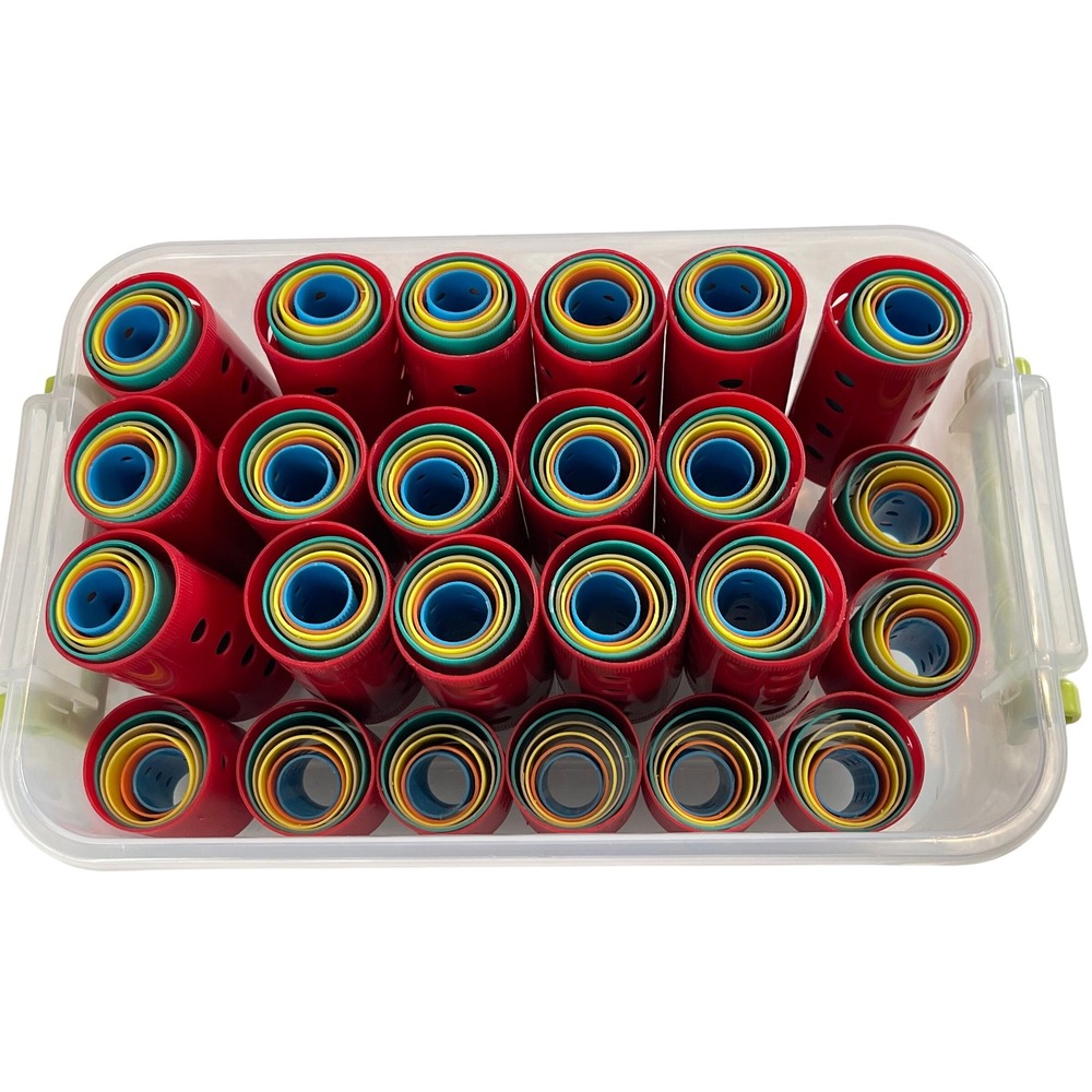 00405 - VTG Nesting Hair Curler Rollers Mod Set 144‎ Pieces with Case Plastic